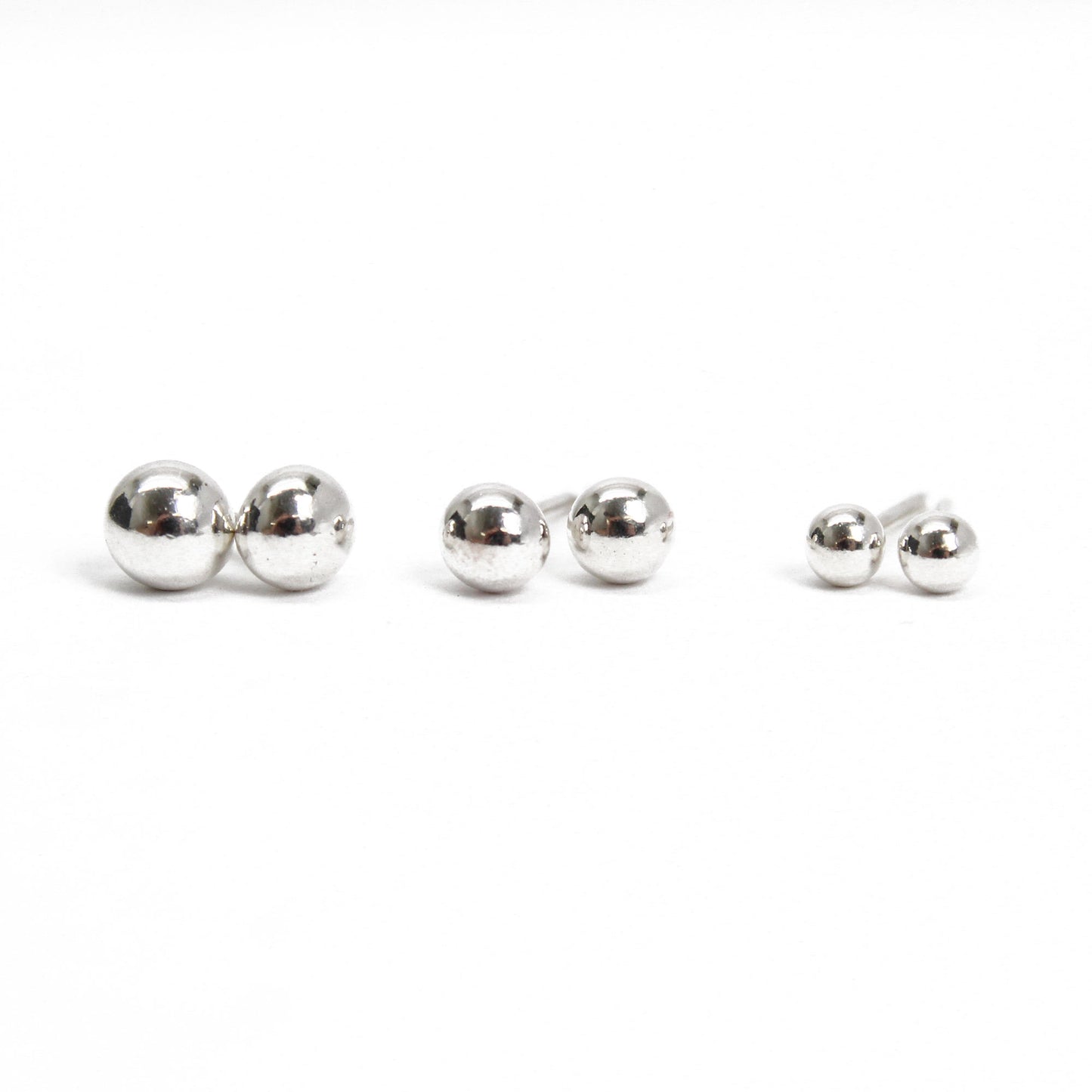 14K White Gold Studs, Tiny Solid White Gold Stud Earrings 14K White Gold / 2mm (Very Tiny)