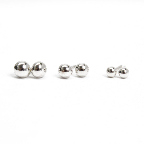 Small Sterling Silver Ball Studs, 4mm, 3mm, and Super Tiny 2mm, Recycled Silver Earrings, Simple Second Hole Studs, Dot Earrings