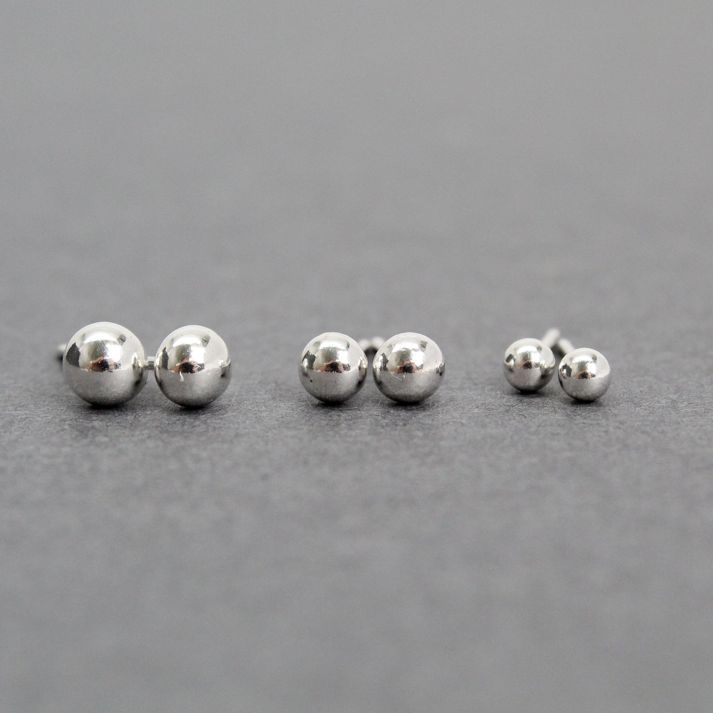 Sterling Silver Ball Studs, 4mm, 3mm, and Super Tiny 2mm