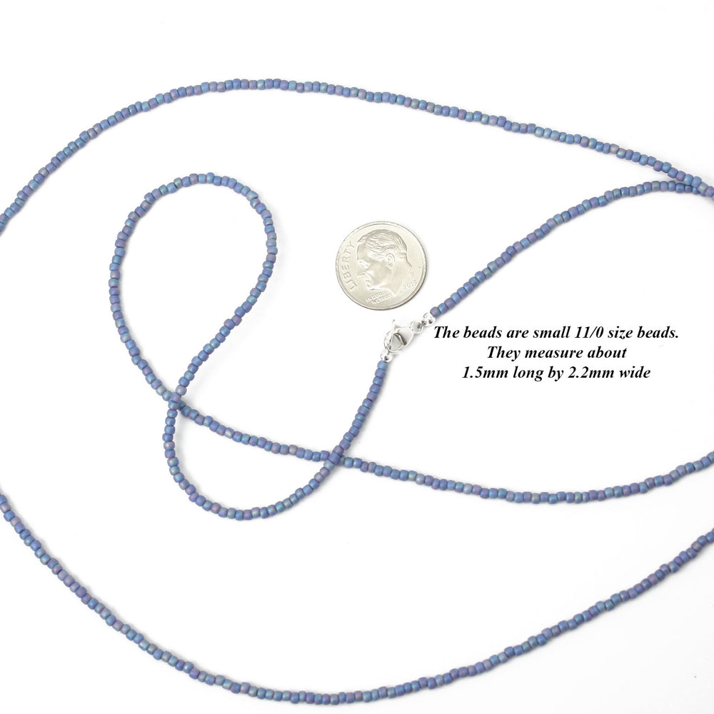 
                      
                        Blue Seed Bead Necklace-Soft Blue-Single Strand
                      
                    