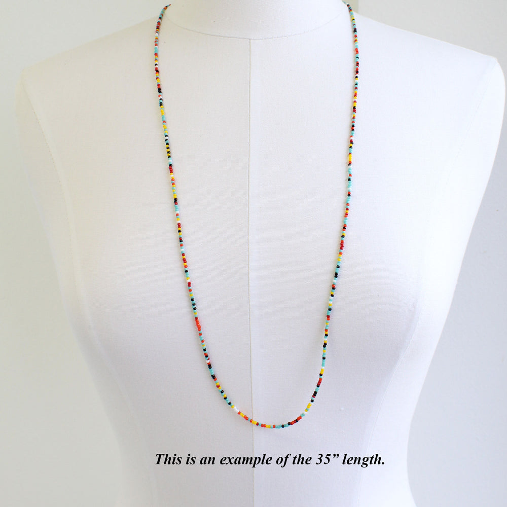 
                      
                        Long Southwestern Seed Bead Necklace-Single Strand
                      
                    