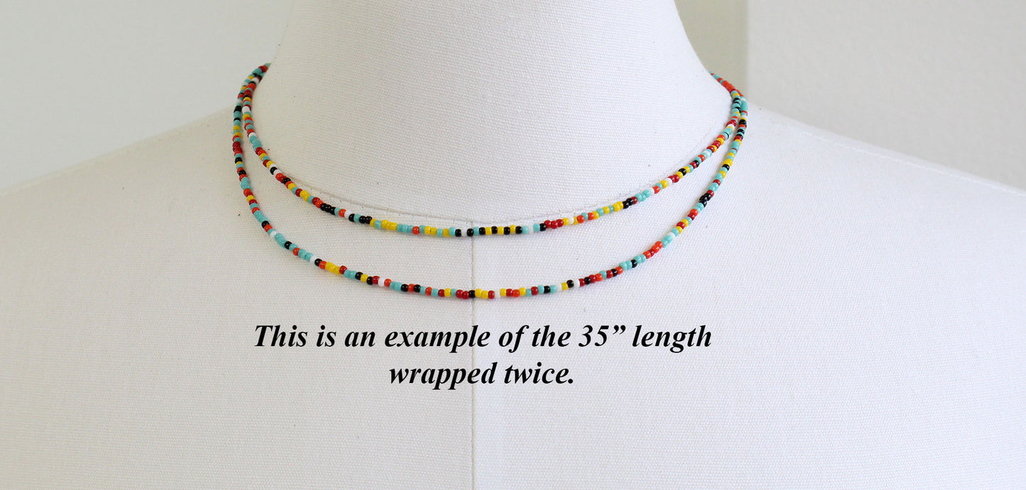 Choker Southwestern Seed Bead Necklace-Single Strand