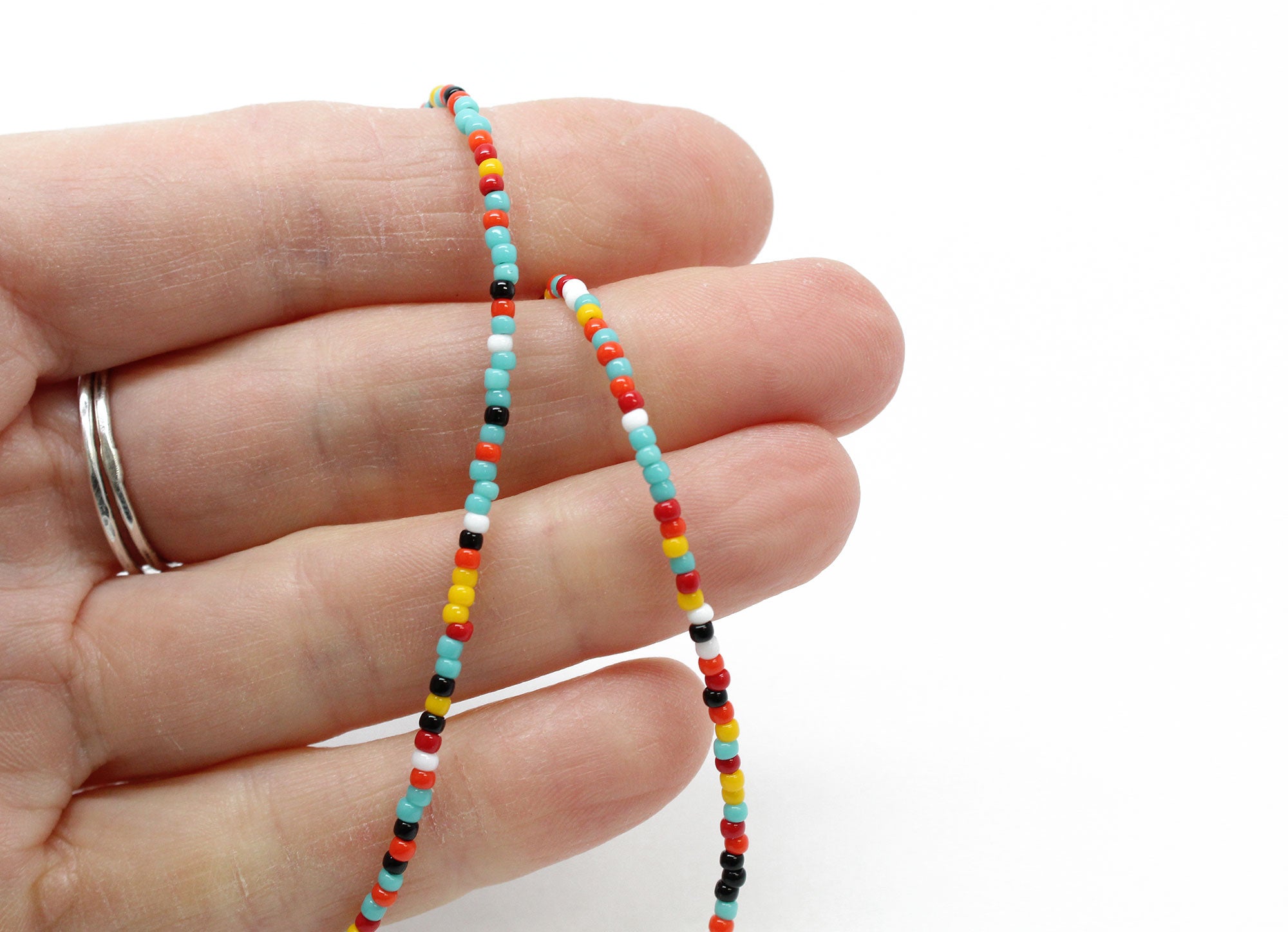 925 Sterling Silver Southwestern Seed Bead Necklace