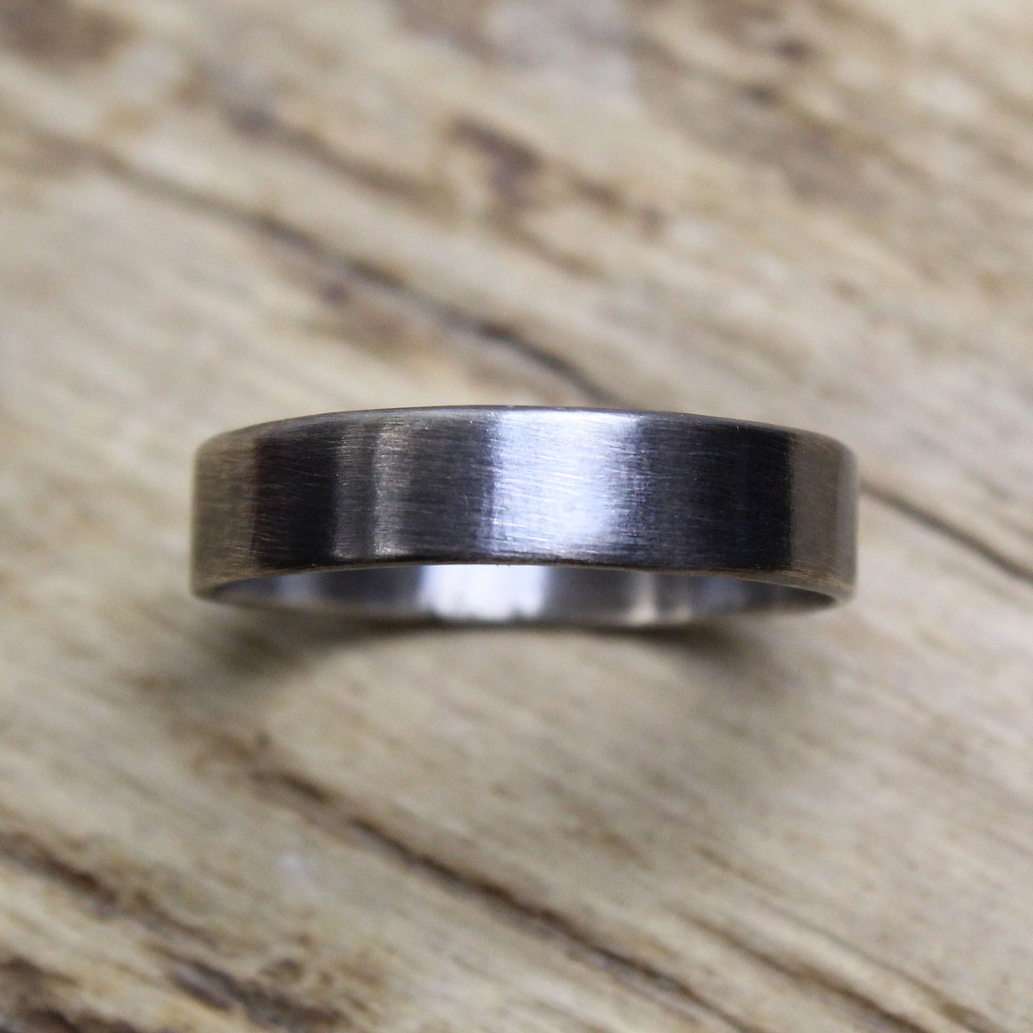 Sterling Silver Flat Band Ring, Brushed Matte Finish