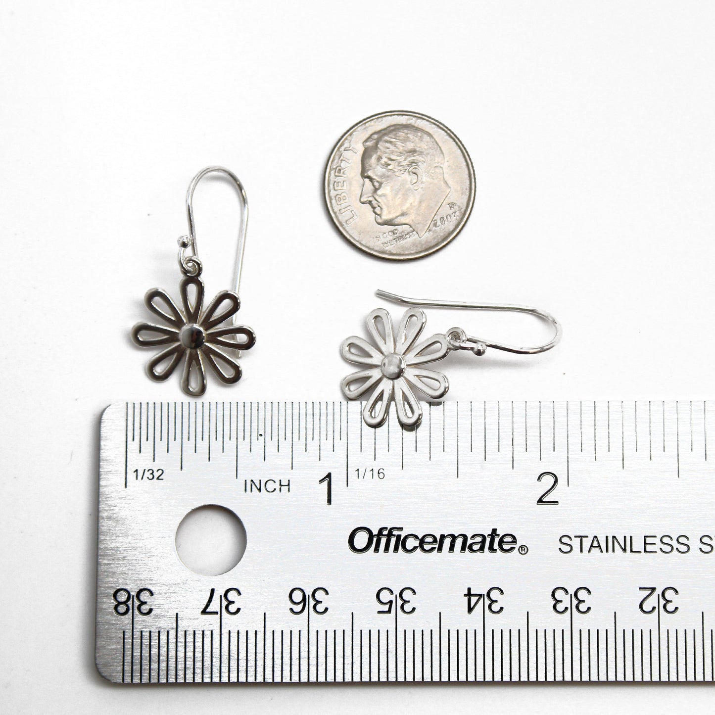 Load image into Gallery viewer, Little Sterling Silver Flower Earrings
