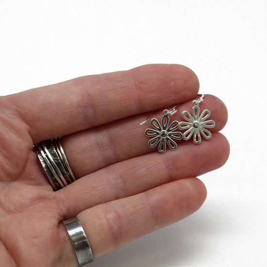 Load image into Gallery viewer, Little Sterling Silver Flower Earrings
