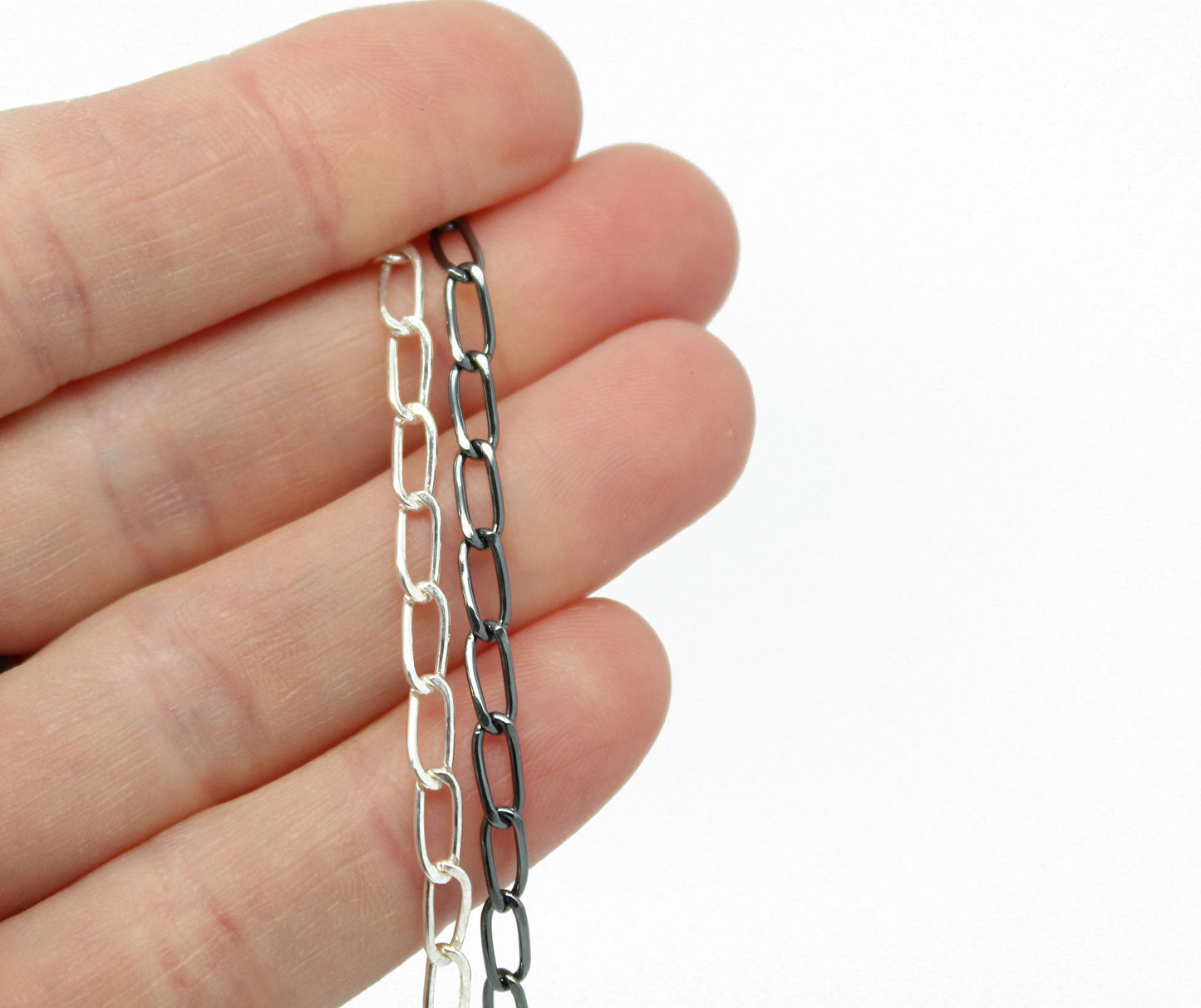 Load image into Gallery viewer, Sterling Silver Chain Bracelet, Hammered Elongated Oval Chain
