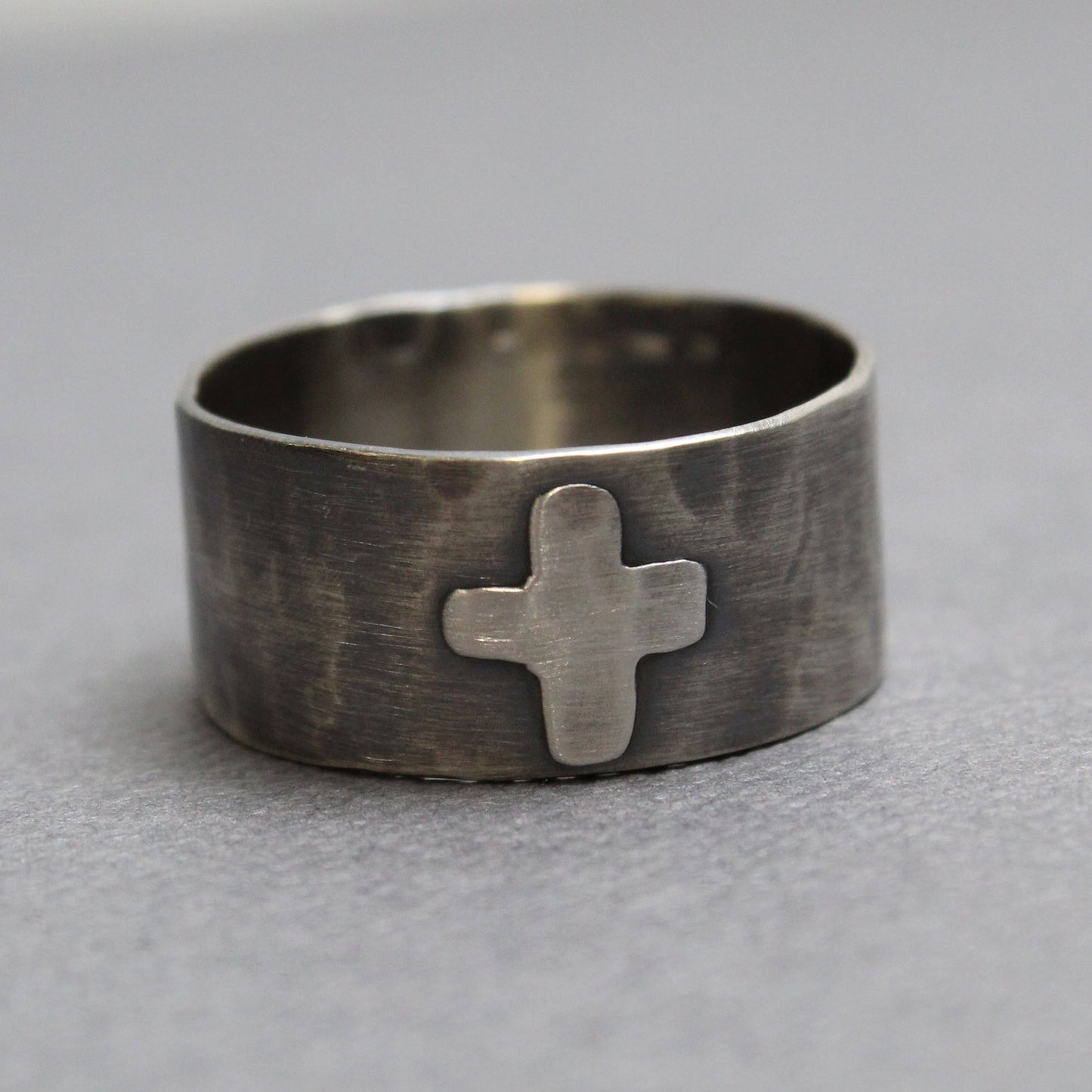 Sterling Silver Wide Band Cross Ring, 10 US