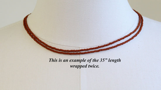 Brown Seed Bead Necklace, Matte Terra Cotta Brown, Single Strand