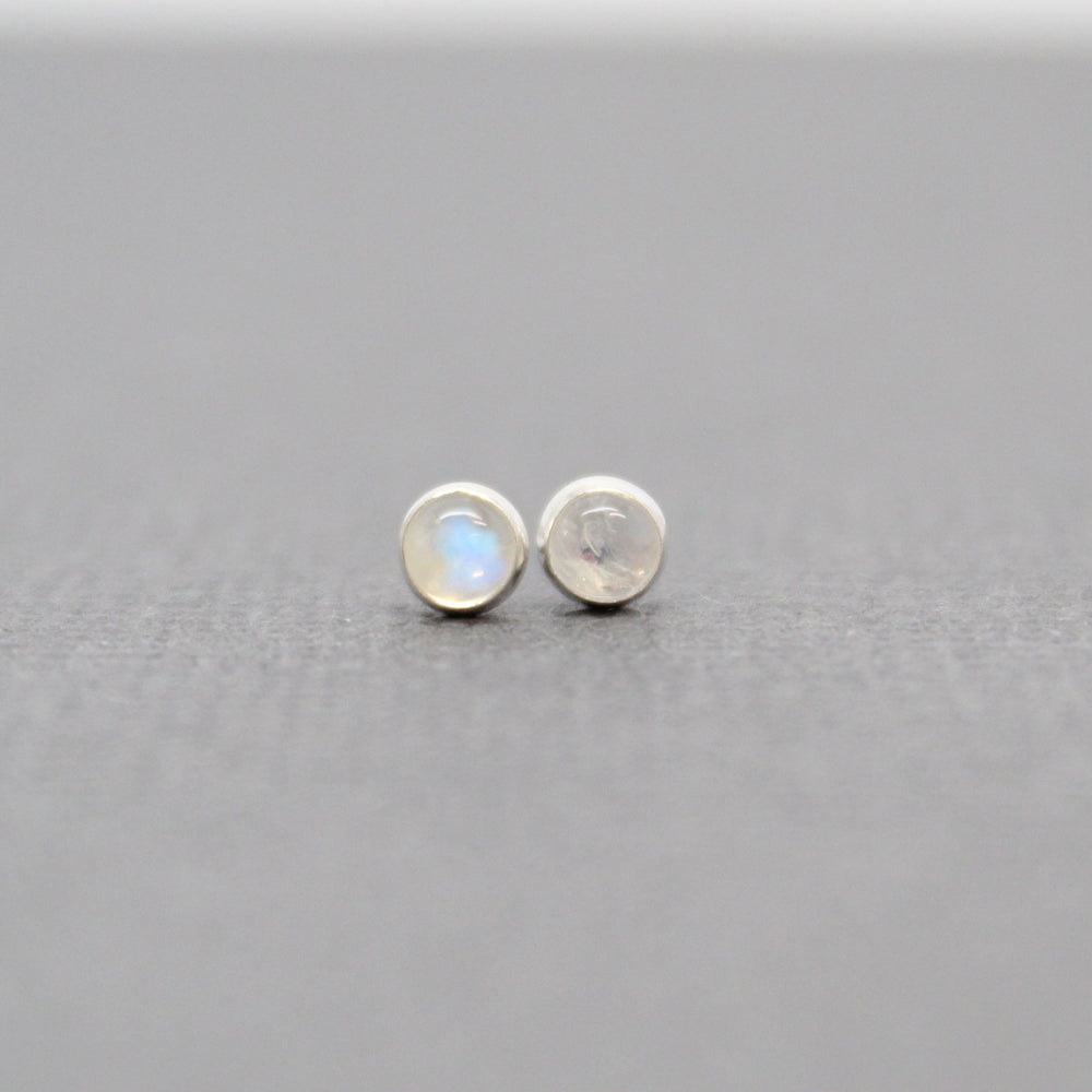 
                      
                        Tiny 3mm Moonstone Stud Earrings set in Sterling Silver
                      
                    