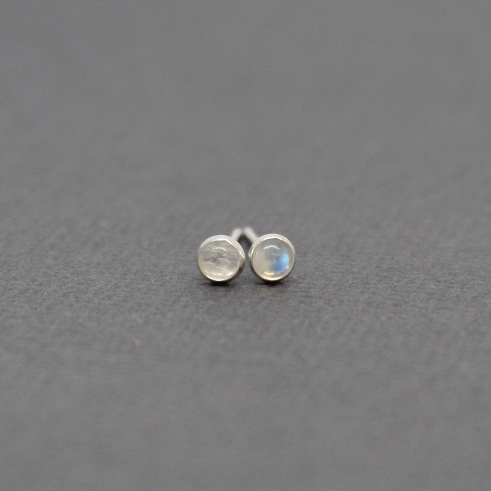 
                      
                        Tiny 3mm Moonstone Stud Earrings set in Sterling Silver
                      
                    
