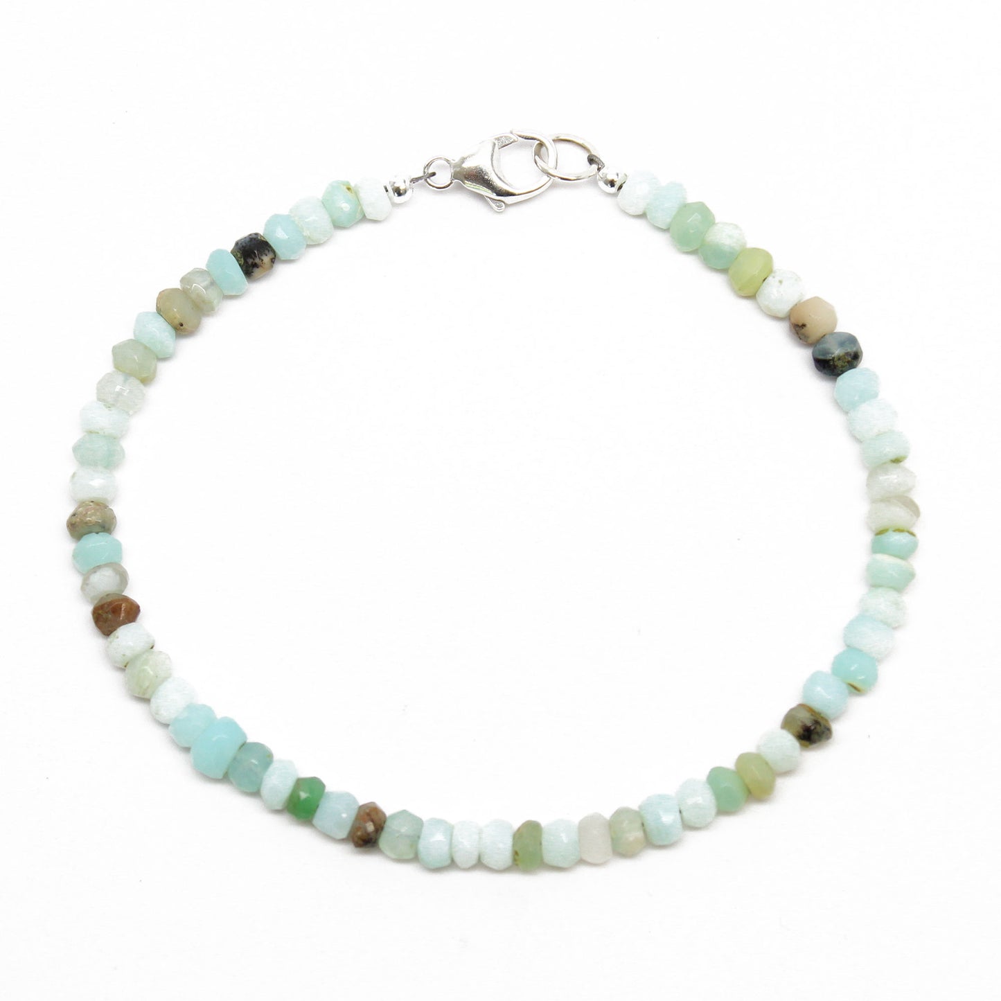 Tiny Peruvian Opal Bracelet with Sterling Silver Clasp