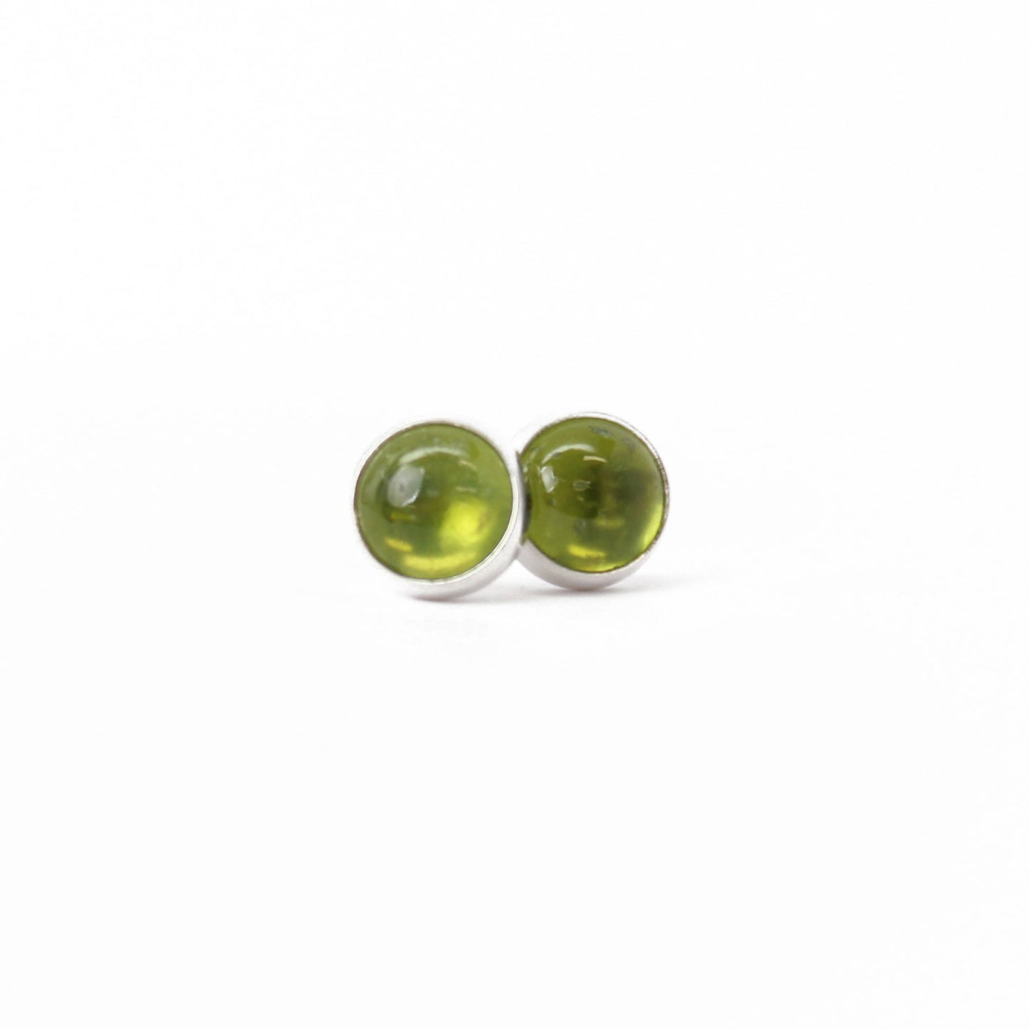 Vesuvianite Stud Earrings-Green 6mm Sterling Silver Studs
