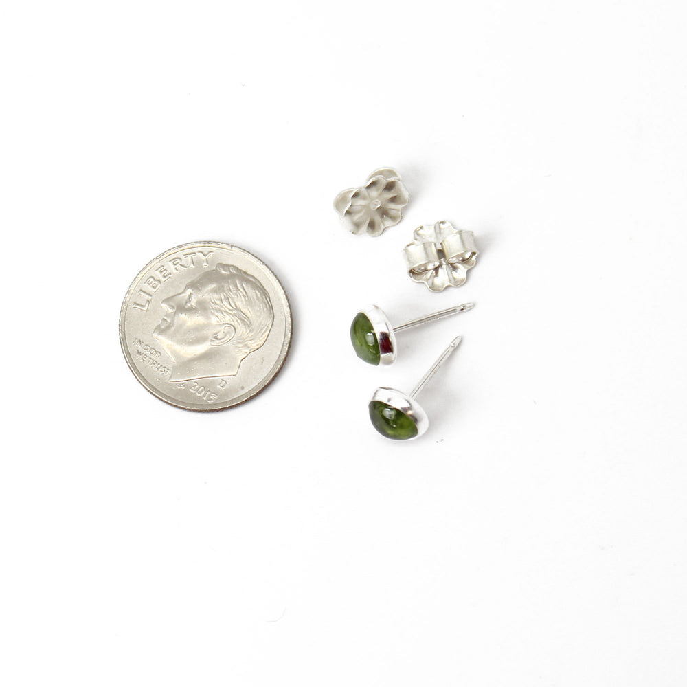 
                      
                        Vesuvianite Stud Earrings-Green 6mm Sterling Silver Studs
                      
                    