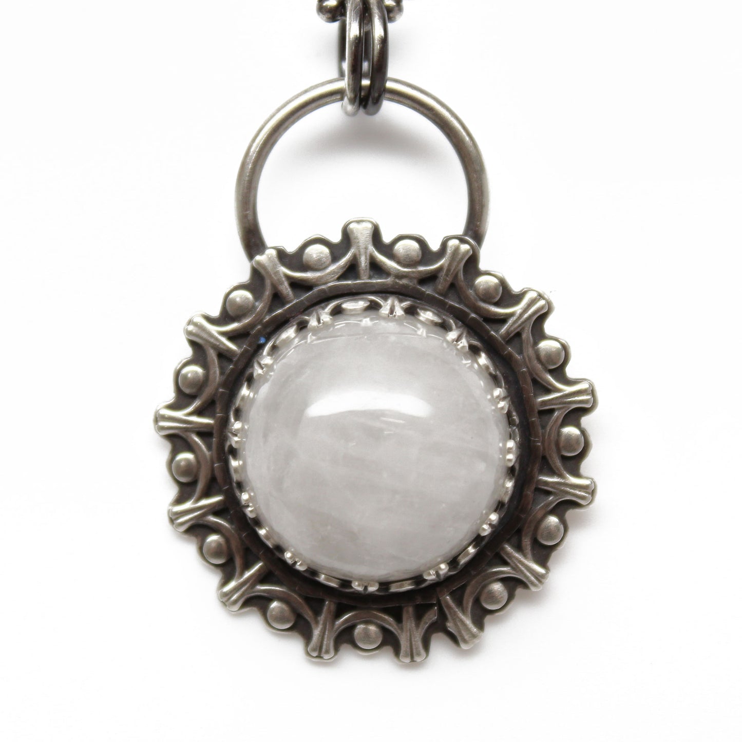 White Quartz Pendant Necklace in Sterling Silver