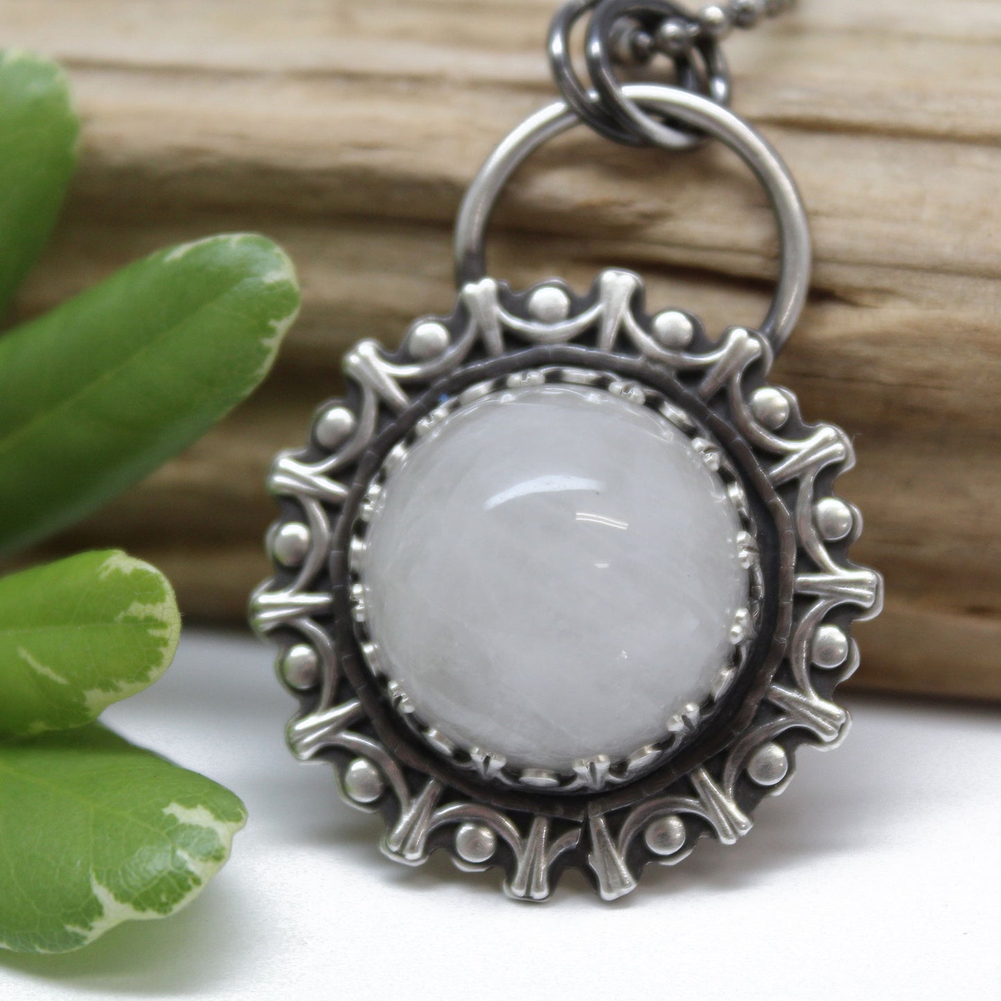 White Quartz Pendant Necklace in Sterling Silver