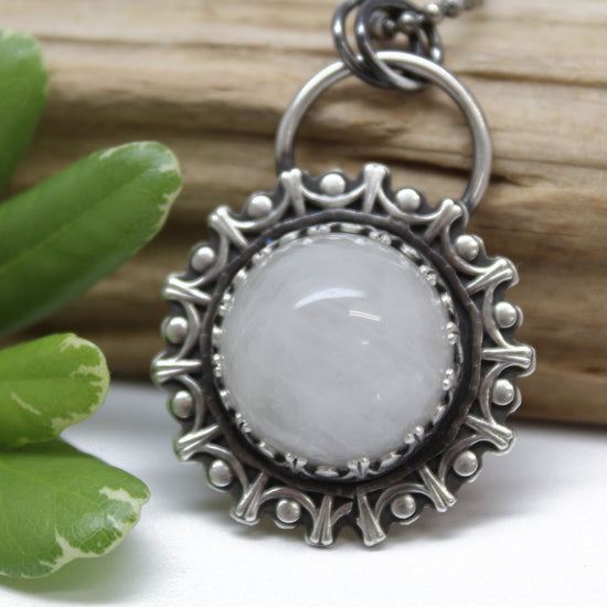 Load image into Gallery viewer, White Quartz Pendant Necklace in Sterling Silver
