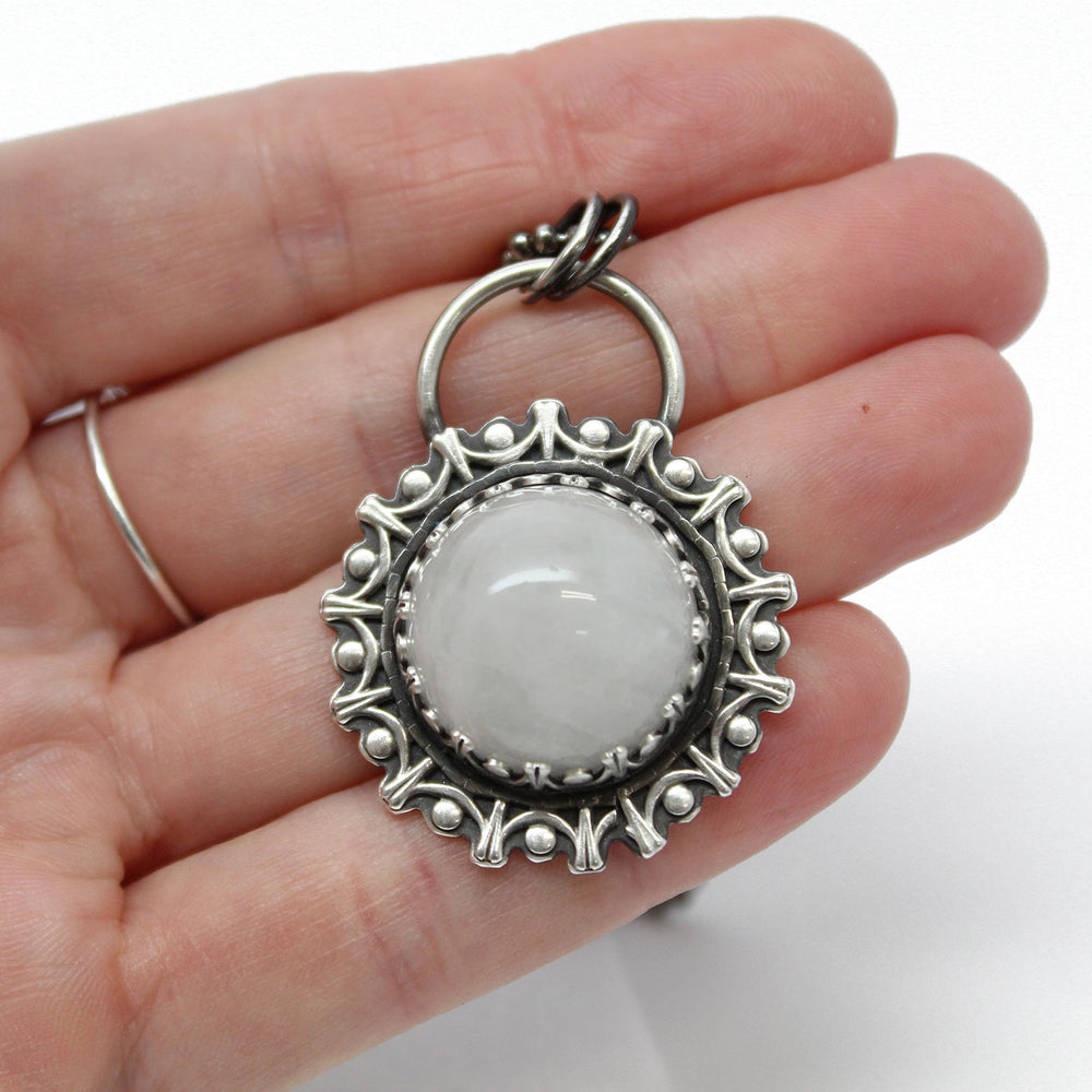 
                      
                        White Quartz Pendant Necklace in Sterling Silver
                      
                    