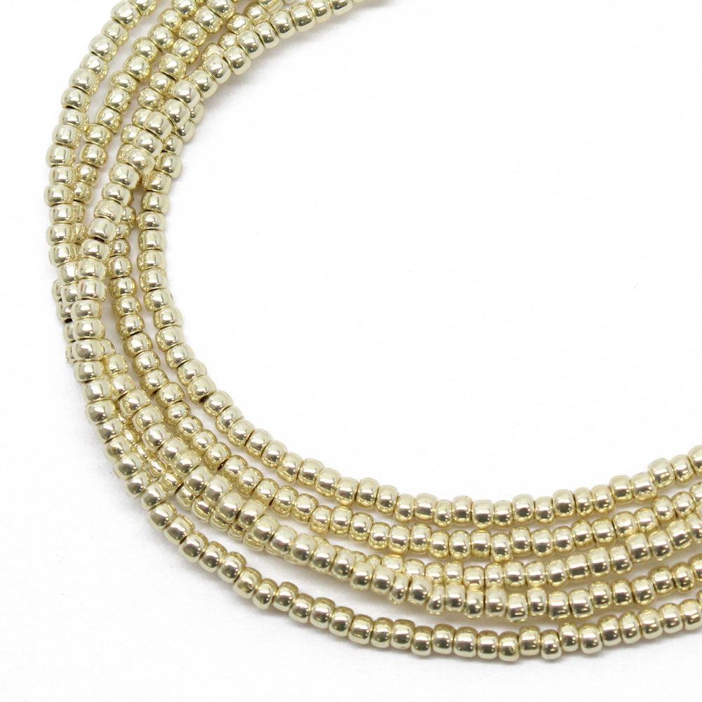 Gold Tone Seed Bead Necklace, Single Strand